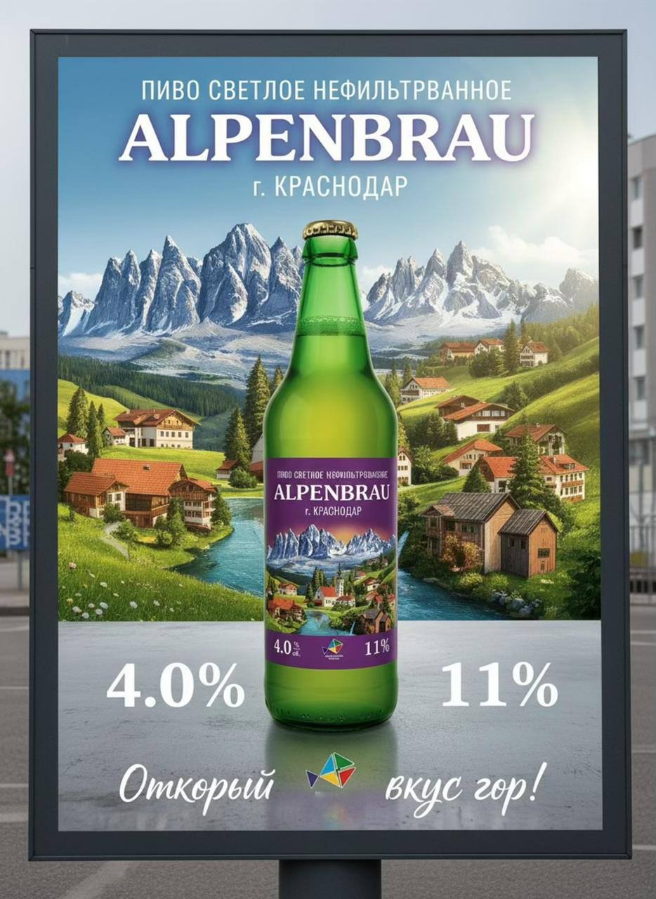 Пиво светлое нефильтрованное Alpenbrau 0,5л